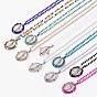 304 Stainless Steel Pendants Necklaces, with Glass Beads Necklaces, Oval Virgin Mary