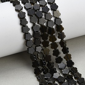 Естественный золотистый отлив обсидиан бисер пряди, цветка сливы цветок