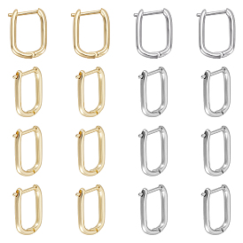 10 пары 2 цвета латунные серьги-кольца, долговечный, прямоугольные