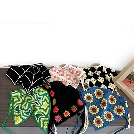 Triangle Lovely Pattern Cloth Hair Kerchief, Cute Crochet Bandanas Tie Back Headwrap
