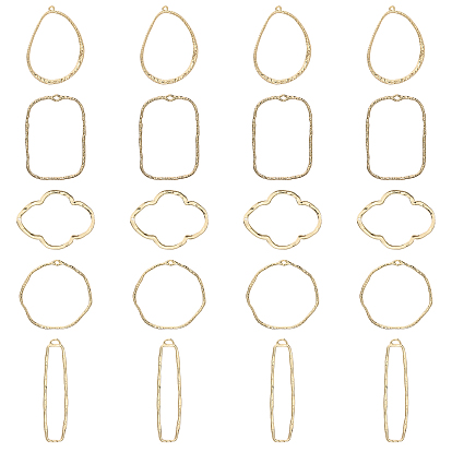 20шт 5 стили подвески из сплава с открытой спиной, для diy уф смолы, эпоксидная смола, Прессованные цветочные украшения, слезинка/кольцо/прямоугольник/форма цветка