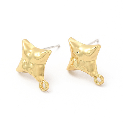 Alloy Star Stud Earring Findings, with Horizontal Loops & 304 Stainless Steel Pins, Cadmium Free & Lead Free