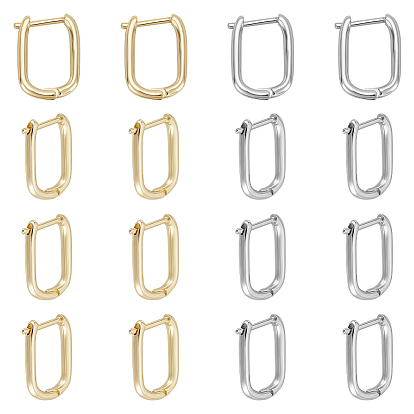 10 пары 2 цвета латунные серьги-кольца, долговечный, прямоугольные