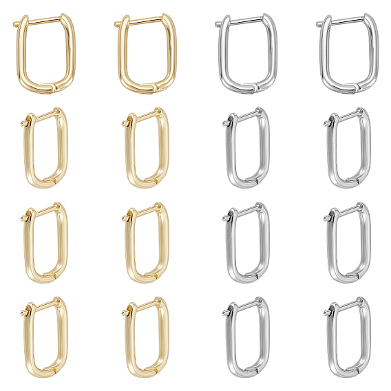 10 пары 2 цвета латунные серьги-кольца, долговечный, прямоугольные