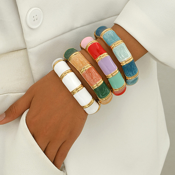 Модные браслеты из цинкового сплава в этническом стиле для пар, прямоугольные, с эмалью