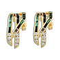 Cubic Zirconia Claw Stud Earrings, Brass Jewelry for Women, Nickel Free