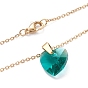Heart Glass Pendant Necklaces, with 304 Stainless Steel Cable Chains and Lobster Claw Clasps