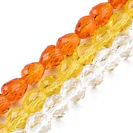 Transparent Glass Beads Strands, Faceted, Teardrop