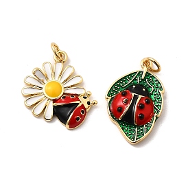 Латунь эмаль подвески, с целью перехода в кольце, без кадмия и без свинца, реальный 16 k позолоченный, божья коровка