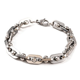 304 Stainless Steel Oval Link Chain Bracelets, with 201 Stainless Steeel Findings