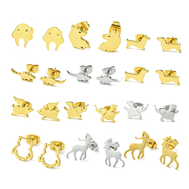 Cute Little Animal Theme 304 Stainless Steel Stud Earrings