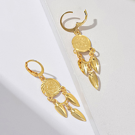 Tassel Coin Hoop Earrings for Women, European and American Style