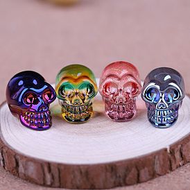 Small crystal glass skull carved semi-precious stone skull ghost head 1 inch Halloween decoration crafts