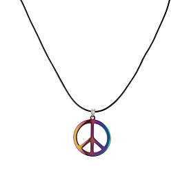 Boho Peace Sign Jewelry Set - Stainless Steel Necklace and Vintage Pendant for Hippie Costume Accessories