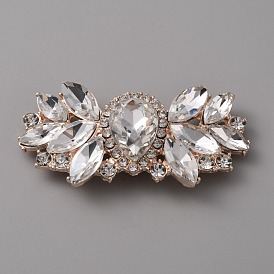 Alloy Rhinestone Shoe Decorations, Detachable Shoe Buckle Clips, with Iron Findings, Flower