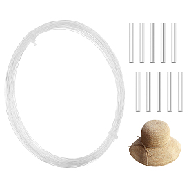 10M Transparent Fishing Thread Nylon Wire, with 10Pcs Brass Tube Beads