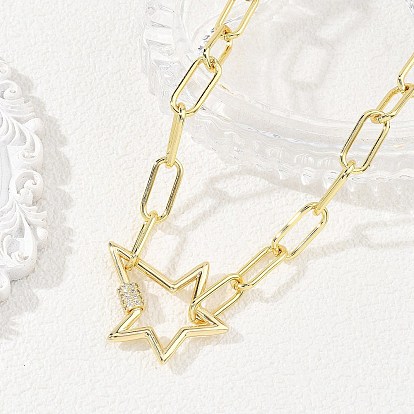 304 колье из нержавеющей стали, карабины с винтовыми замками из латуни с микропаве и прозрачным кубическим цирконием, украшенные звездообразными латунными микроэлементами.