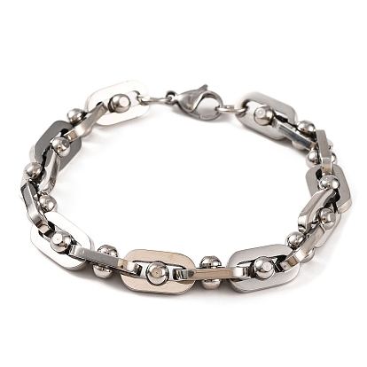 201 Stainless Steel Oval Link Chain Bracelets, with 304 Stainless Steel Clasps