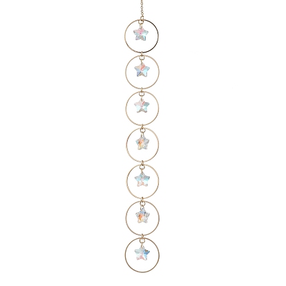 Adornos colgantes de vidrio, Anillo de latón para decoración del jardín del hogar.