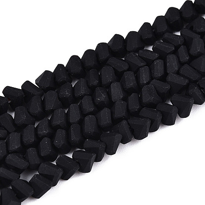 Матовые непрозрачные стеклянные бусы пряди, треугольные, граненые