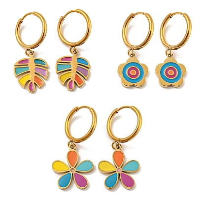 Золотые 304 из нержавеющей стали серьги обруча, 316 серьги-капли с хирургической эмалью из нержавеющей стали