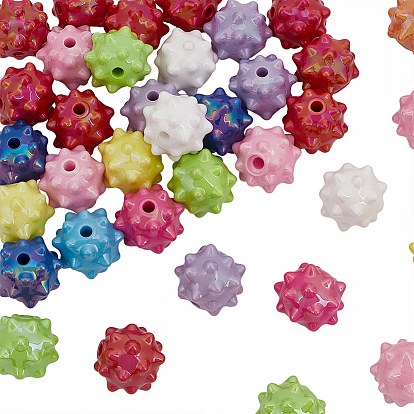 50 шт. непрозрачные акриловые бусины с УФ-покрытием, радужный, морской еж