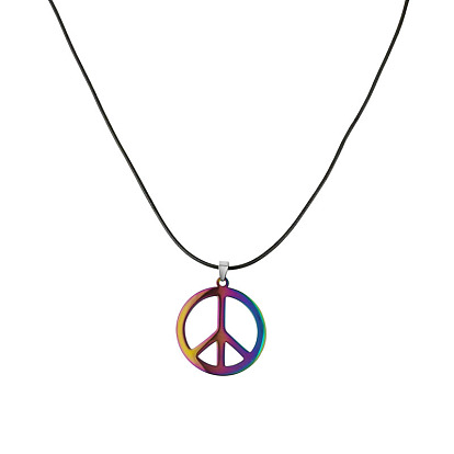 Boho Peace Sign Jewelry Set - Stainless Steel Necklace and Vintage Pendant for Hippie Costume Accessories