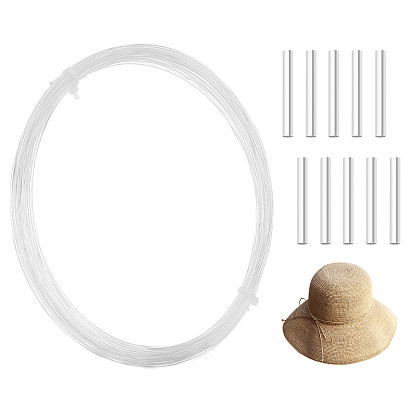 10M Transparent Fishing Thread Nylon Wire, with 10Pcs Brass Tube Beads