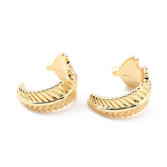 Brass Cuff Earrings, Long-Lasting Plated, Feather