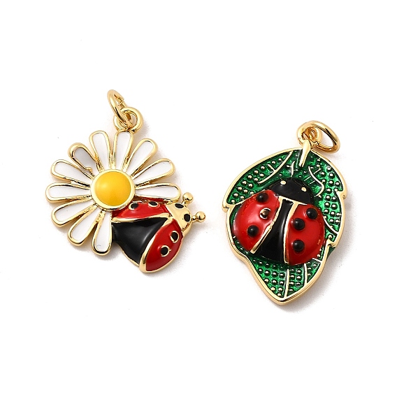 Латунь эмаль подвески, с целью перехода в кольце, без кадмия и без свинца, реальный 16 k позолоченный, божья коровка
