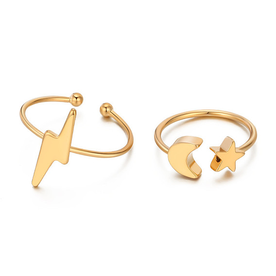 Stylish and Creative Lightning Moon Star Open Ring for Women