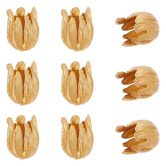 10шт 3d латунные колпачки для бусин, бутоны, мульти-лепесток