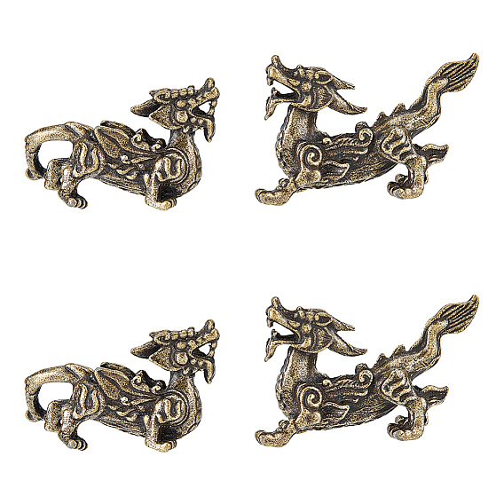 2 Парные латунные фигурки пиксиу для украшения витрины, для украшения рабочего стола домашнего офиса