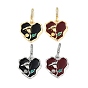 Подвески из латуни, эмали, микропаве и циркония, без кадмия, без никеля и без свинца, сердце, цветок