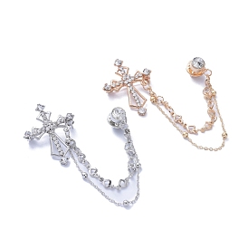 Men's Alloy Brooch Lapel Pin, with Crystal Rhinestone, for Career Suit Tuxedo of Shirts Tie Hat Scarf, Cross