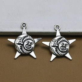 Ancient silver hollow sun pendant versatile male and female necklace collarbone chain DIY alloy jewelry accessories