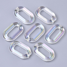 Transparent Acrylic Linking Rings, AB Color Plated, Quick Link Connectors, For Jewelry Cable Chains Making, Oval