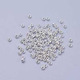 Electroplate Glass Seed Beads, Round Hole Rocailles, Silver Color, 3x2.3mm, Hole: 0.7mm