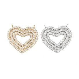 Brass Micro Pave Cubic Zirconia Pendants, Heart