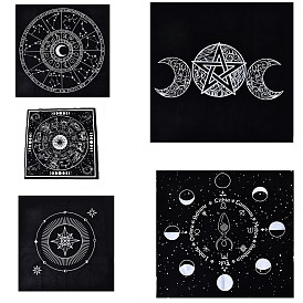 Mantel de tarot de terciopelo para adivinación, almohadilla de cartas del tarot, mantel de péndulo, plaza, negro, constelación/fase lunar/patrón de estrella