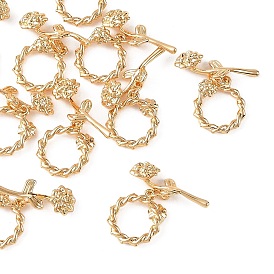 SHEGRACE Brass Toggle Clasps, Rose Flower, Cadmium Free & Lead Free & Nickel Free