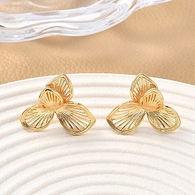 Серьги-гвоздики из латуни в форме листа, без никеля 