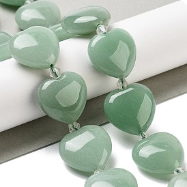 Natural Aventurine Beads Strands, Heart, with Seed Beads