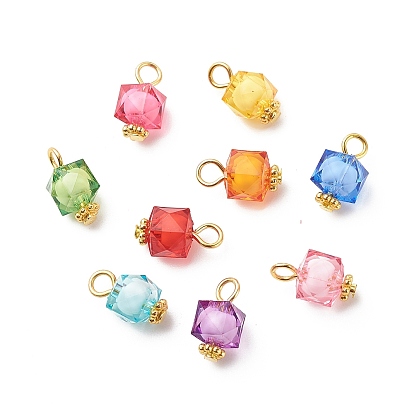 Pendentif en verre, avec les accessoires en laiton, carrée, or