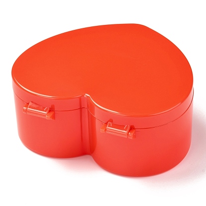 Heart Plastic Jewelry Boxes, Double Layer with Cover and Mirror