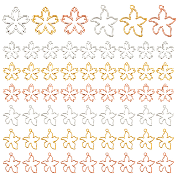 120шт 6 стили подвески из сплава с открытой спиной, морские звезды и цветочные подвески для смолы, изготовление ювелирных изделий из эпоксидной смолы