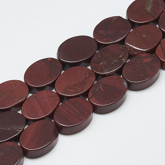 Natural Red Rainbow Jasper Beads Strands, Oval