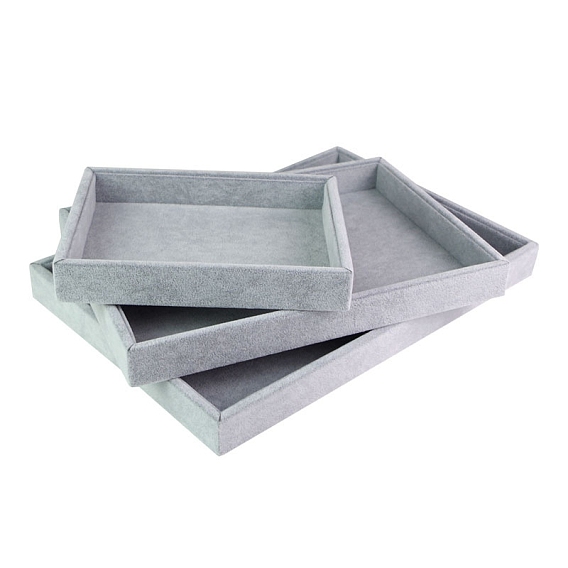 Бархатные лотки для украшений для хранения ожерелий, колец, браслетов, прямоугольные