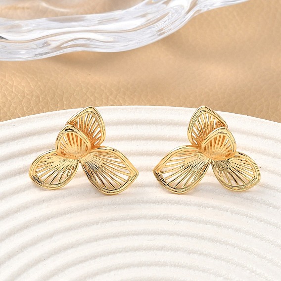 Серьги-гвоздики из латуни в форме листа, без никеля 