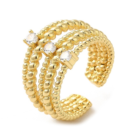 Покрытие стойки из настоящей 18k позолоченной латуни, многострочные открытые манжеты, с кубического циркония, долговечный, без свинца и без кадмия